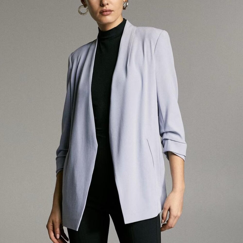 Babaton Power Hip open blazer Aritzia lilac purple ruched sleeve relaxed fit 0